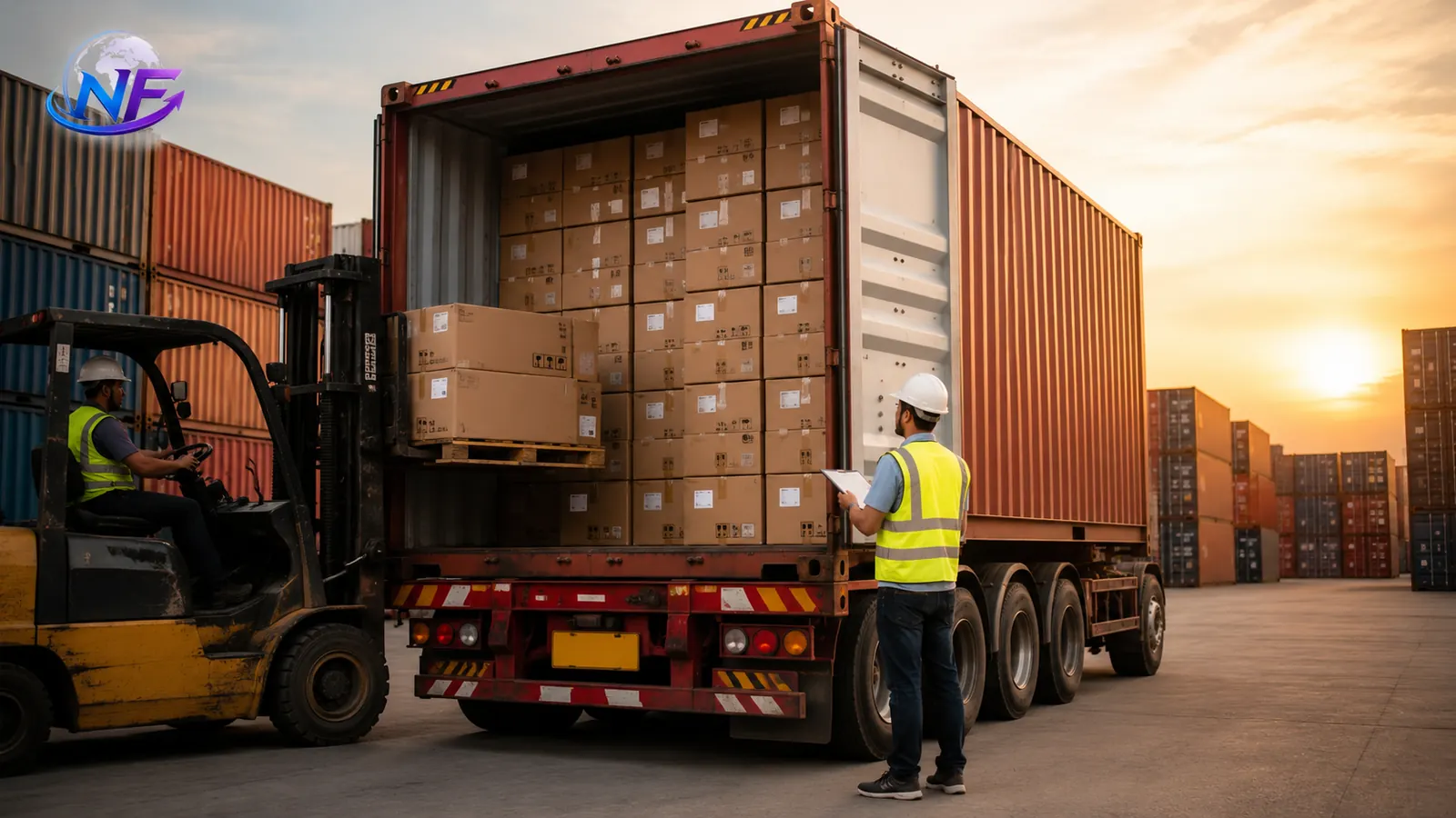 Cartons packed, labelled and loaded into a container